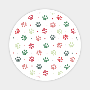 Christmas colored paw prints Magnet